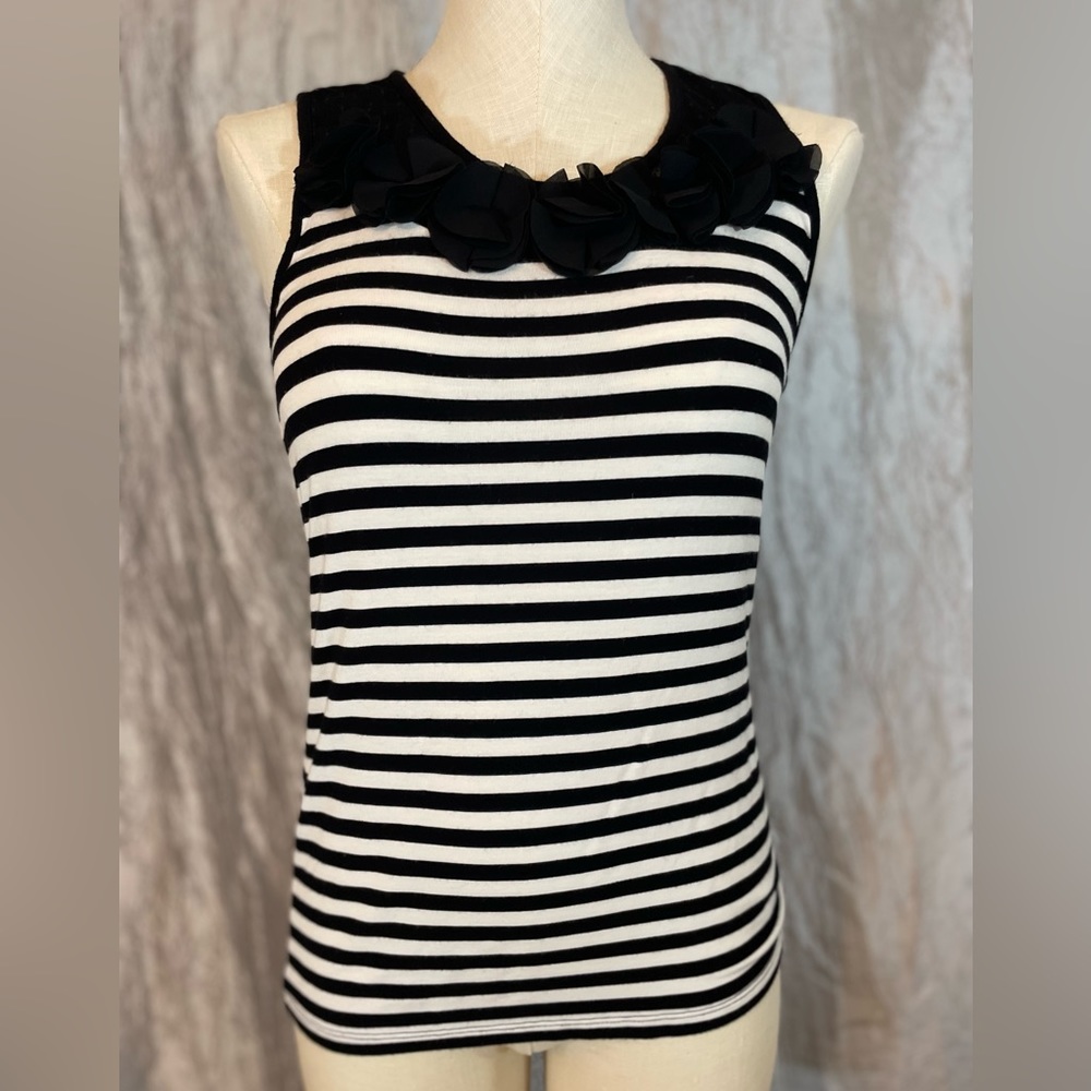Philosophy Republic clothing-black tank top ruffles & shear on top of tank S